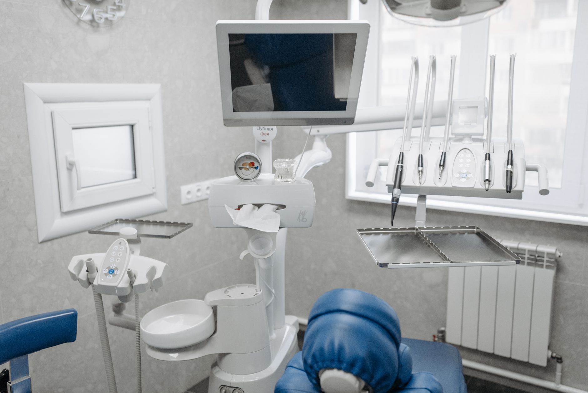 Close-up view of health checking instruments on slate table backdrop